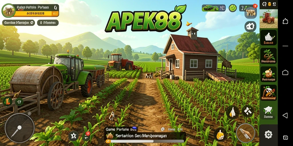 Screenshot APEK88 menampilkan aktivitas bertani yang menyenangkan.