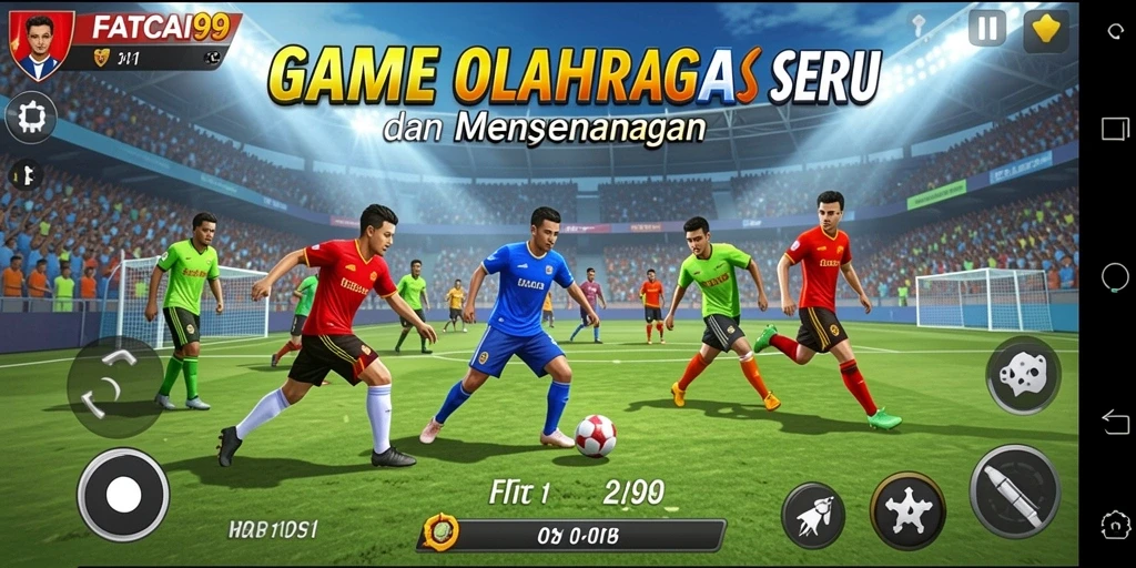 Screenshot gameplay FATCAI99 menampilkan aksi olahraga yang mendebarkan.