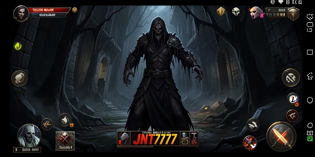 Tampilan gameplay menegangkan dari JNT777 saat menjelajahi kegelapan.