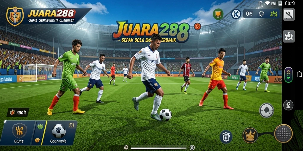 Screenshot gameplay JUARA288 yang menampilkan aksi sepak bola seru.