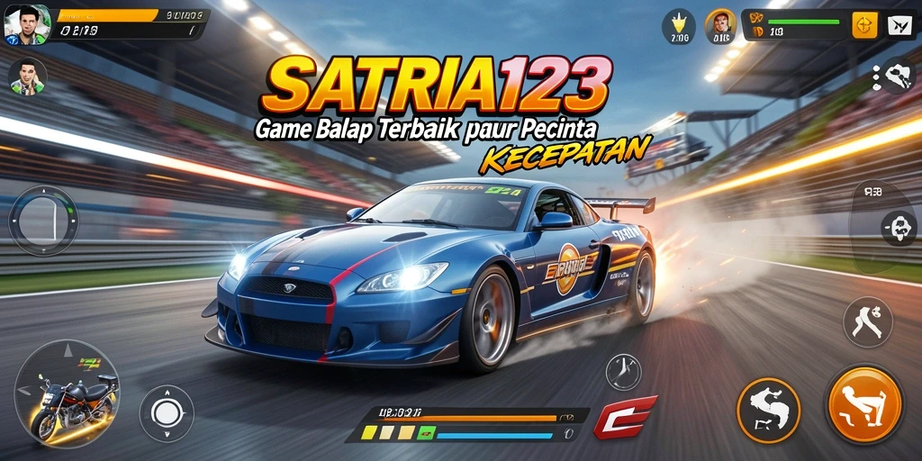 Tampilan gameplay balap yang mendebarkan di SATRIA123.